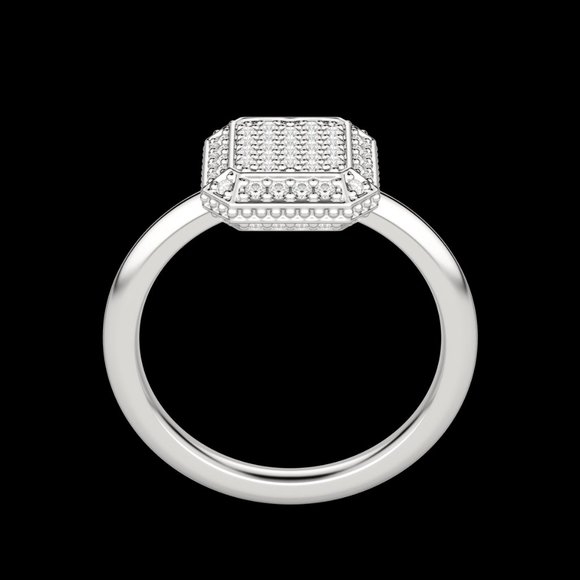 Asscher Pavé Ring - Picture 2 of 9